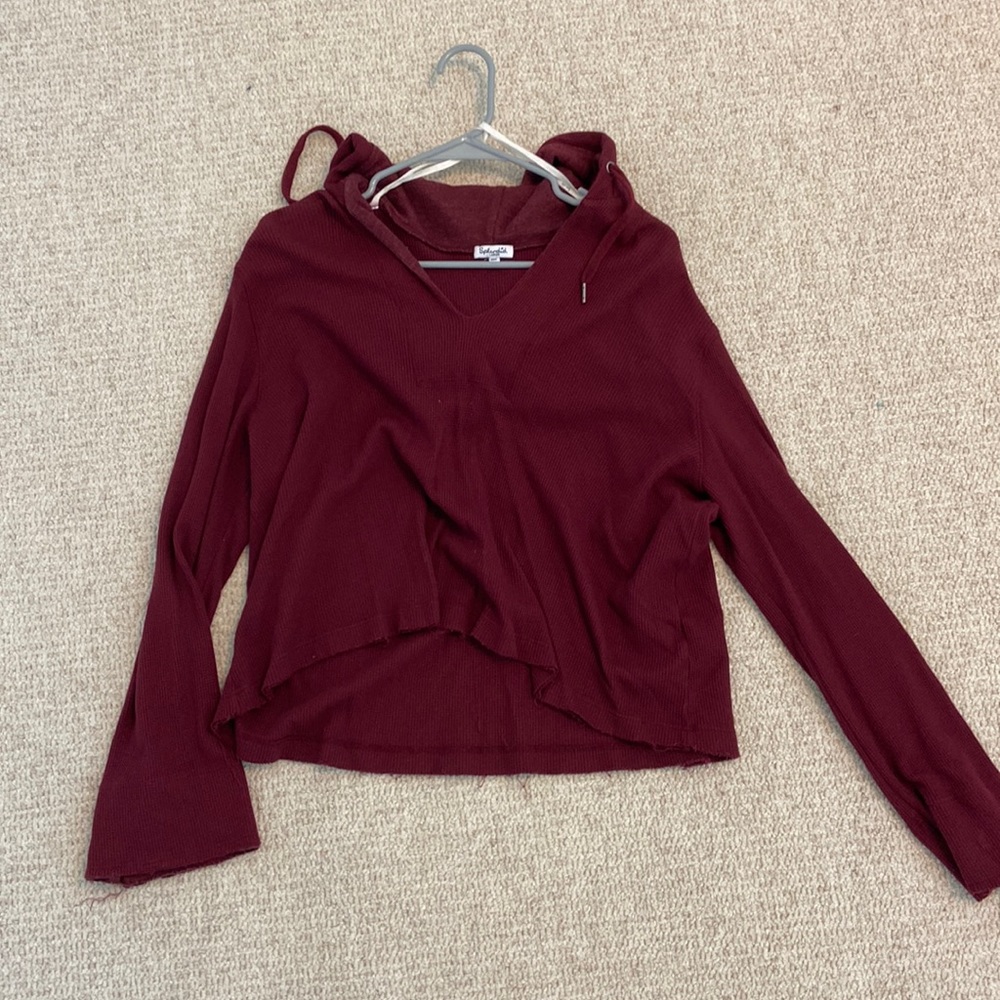 Splendid Maroon Long Sleeve Hoodie Pullover